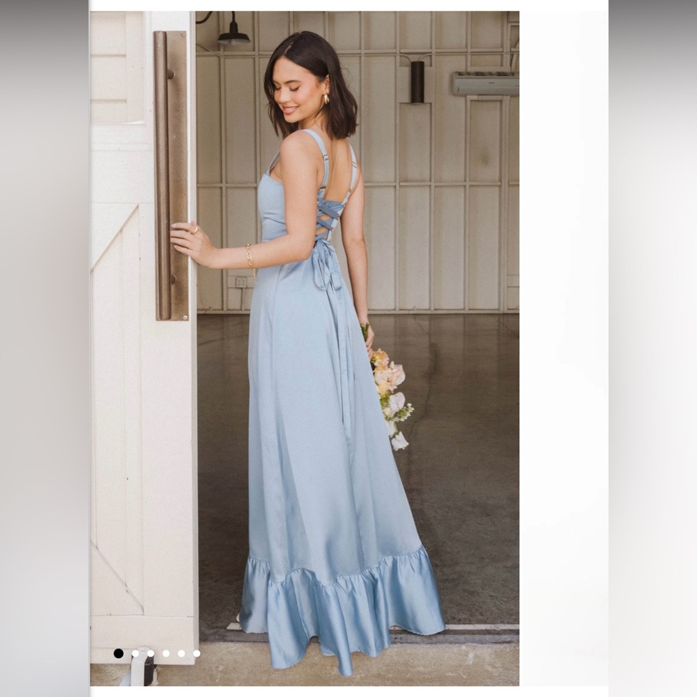 Show Me Your MuMu bridesmaid Dusty Blue Dress